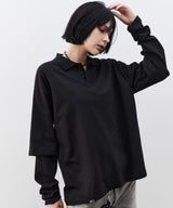 AFF AIVER　16/-ウォッシュ天竺レイヤードポロ