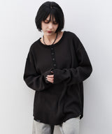 【予約】AIVER　ヘビーワッフルヘンリーネックL/S TEE