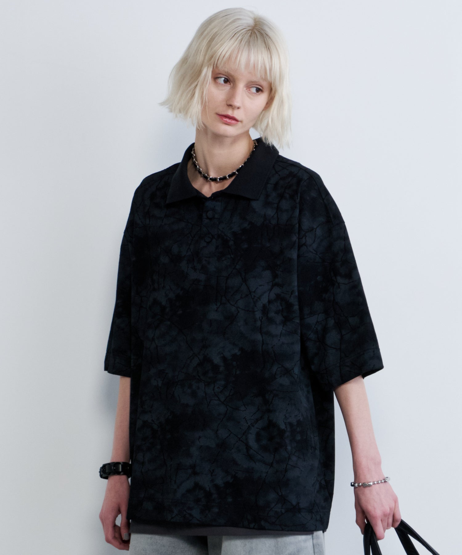 【予約】AIVER　オパール加工シアー天竺ポロ