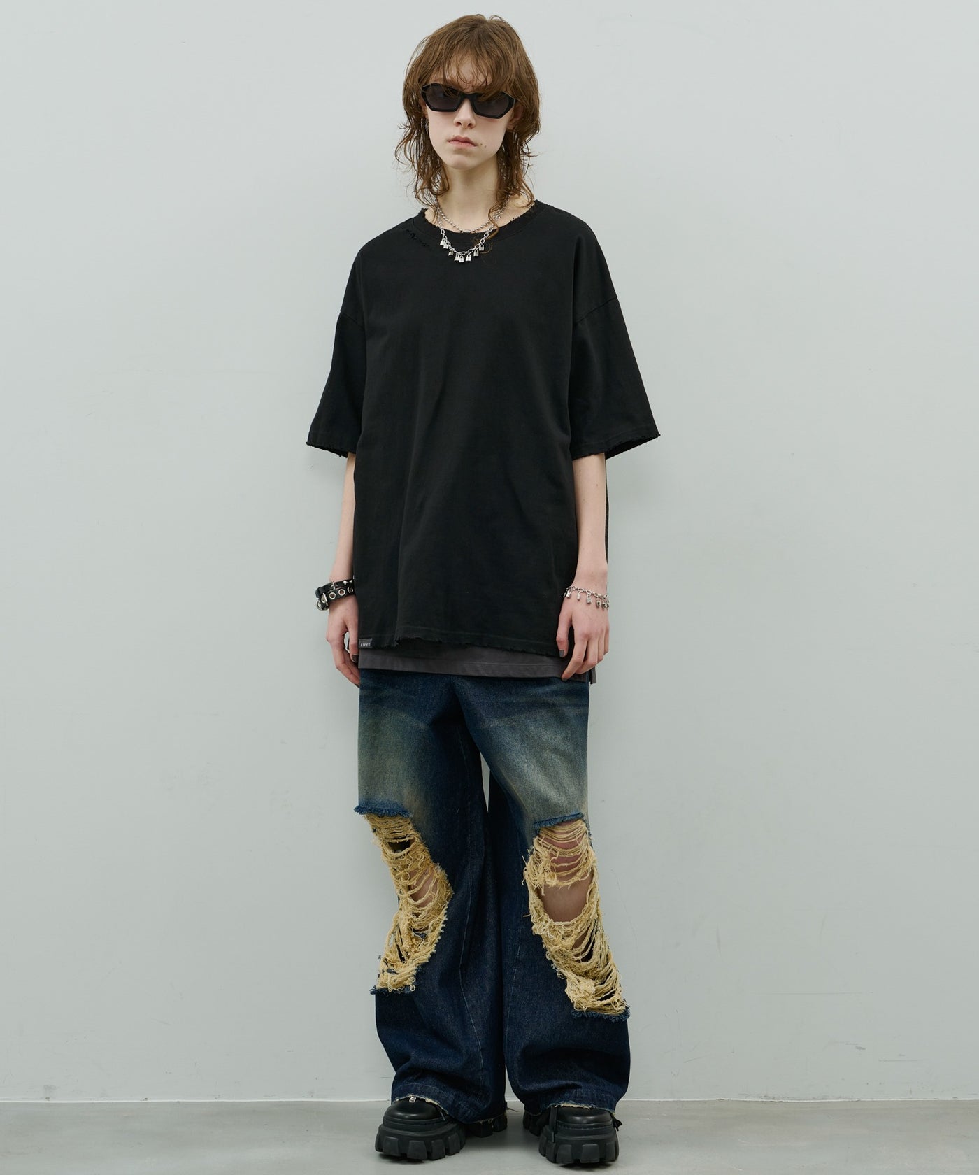 AFF AIVER 20/-シルケット天竺サイドスリットロングタンクトップ