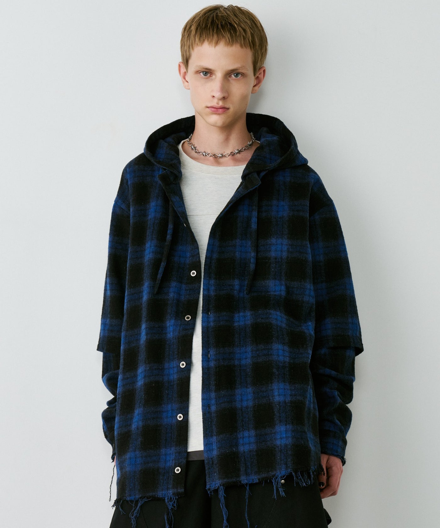AIVER レイヤードオンブレチェックシャツ