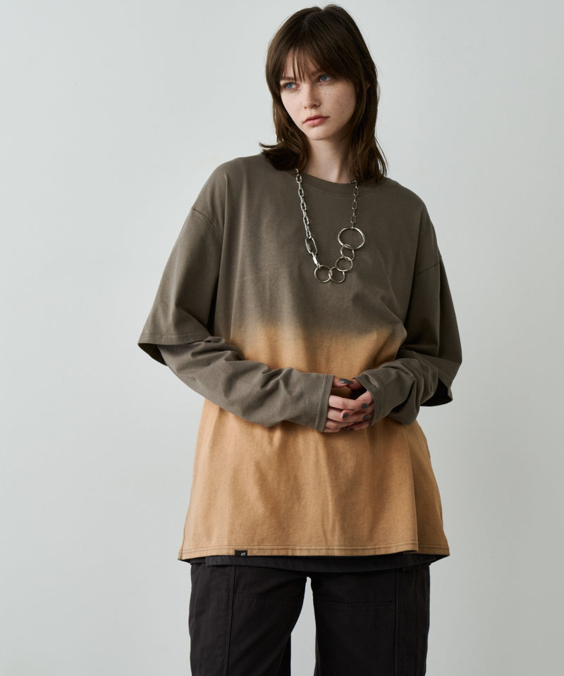【予約】AFF AIVER　グラデーションブリーチレイヤードロンTEE