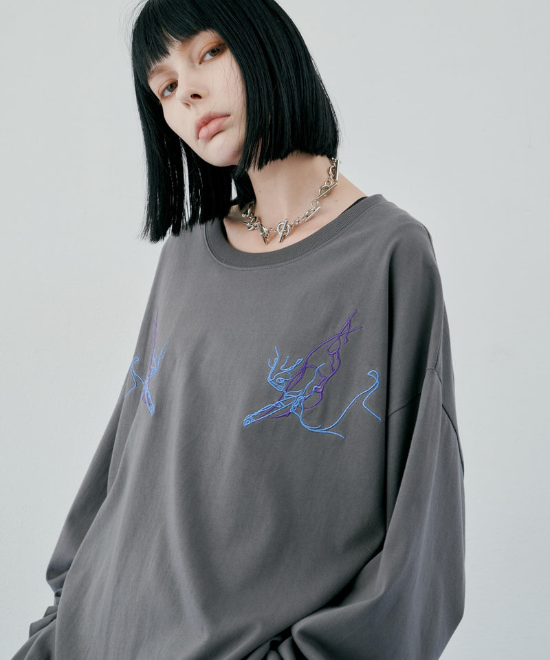 AIVER　スモーク刺繍ロンTEE