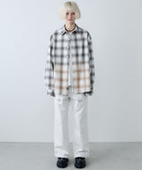 【一部予約】AIVER　グラデーションブリーチオンブレチェックシャツ