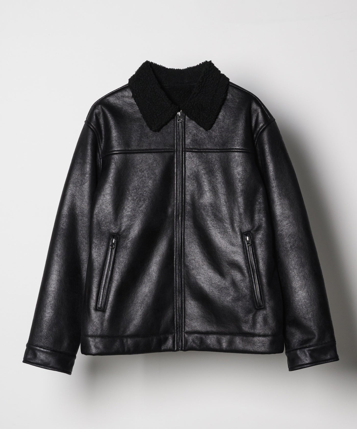 AFF AIVER ウォッシュ PUショートブルゾン　Mサイズ　ブラック AFF AIVER ブルゾン アウター AIVER ウォッシュPUショート