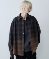 【一部予約】AIVER　グラデーションブリーチオンブレチェックシャツ