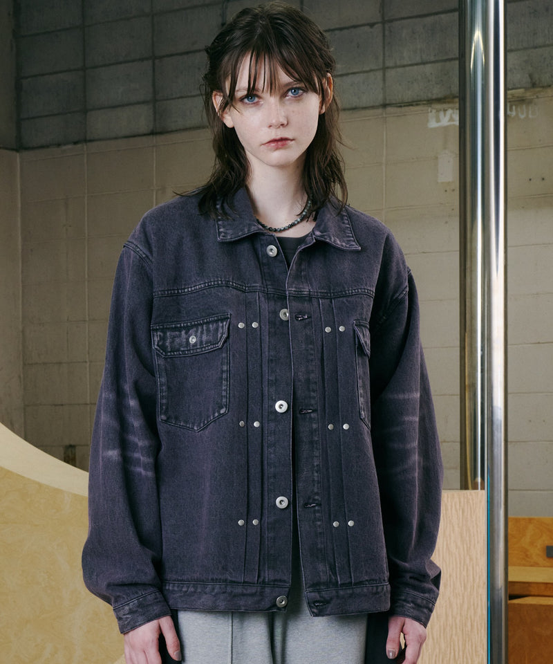 model：H172 B76 W63 H91 着用サイズ：MEDIUM (パープル系その他)