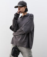 AFF AIVER　16/-ウォッシュ天竺レイヤードポロ