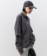 AFF AIVER　16/-ウォッシュ天竺レイヤードポロ