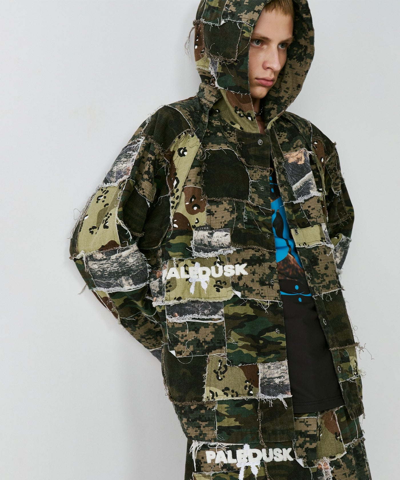 PALEDUSK×AIVER カモボロ3WAYフードシャツ