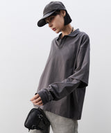 AFF AIVER　16/-ウォッシュ天竺レイヤードポロ