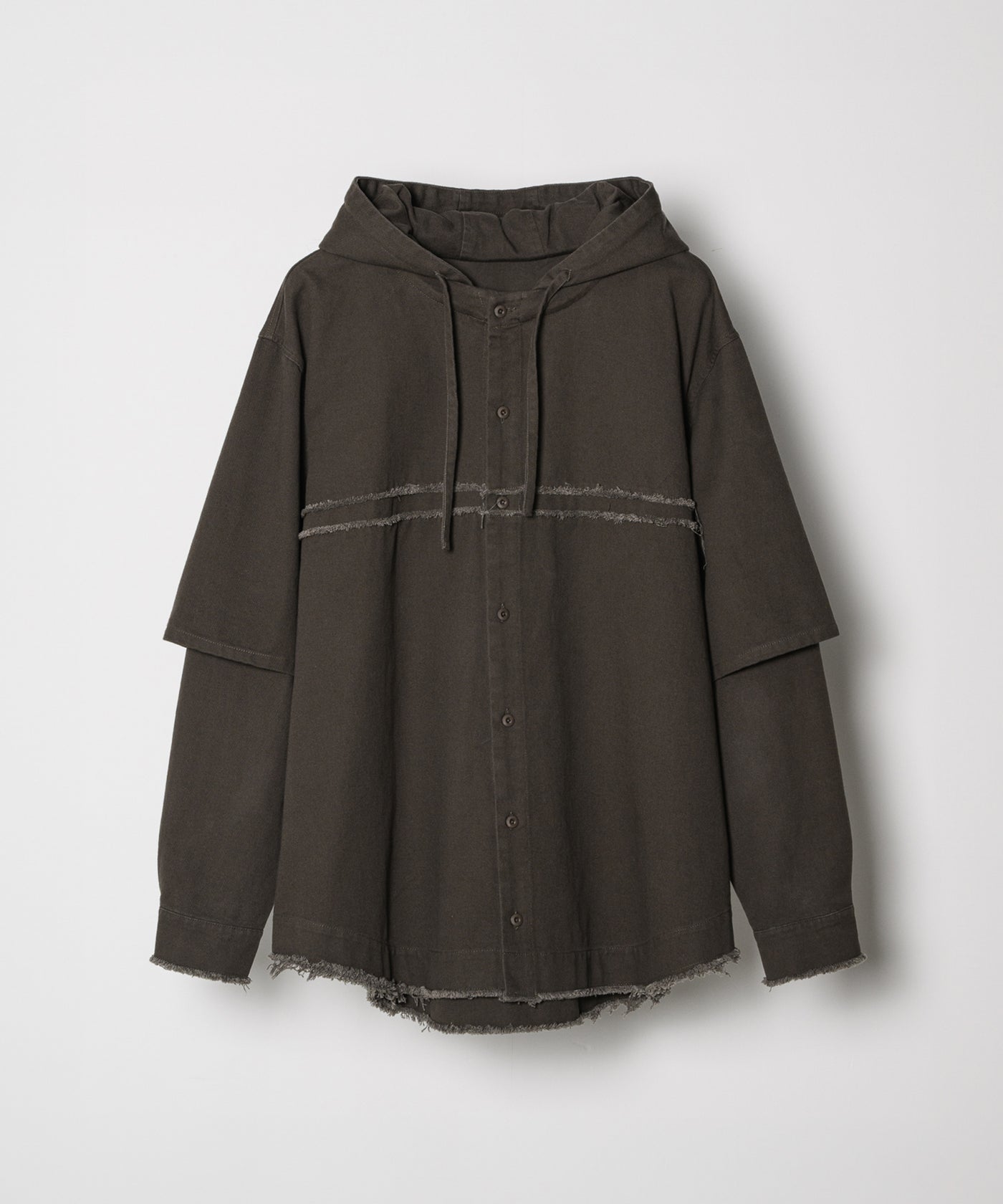 AIVER レイヤードカットオフツイルシャツ