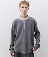【予約】AIVER　ヘビーワッフルヘンリーネックL/S TEE