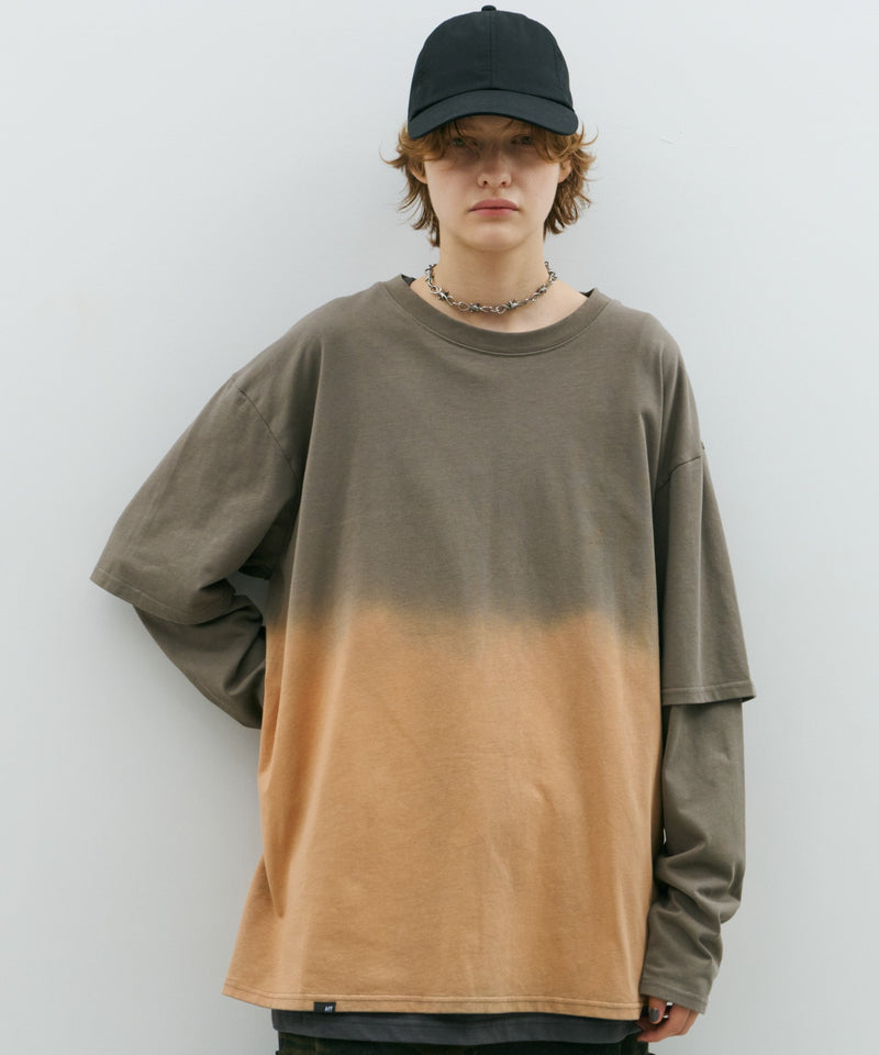 AFF AIVER　グラデーションブリーチレイヤードロンTEE