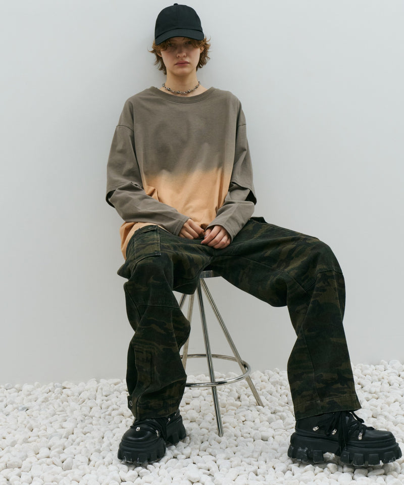 AFF AIVER　グラデーションブリーチレイヤードロンTEE