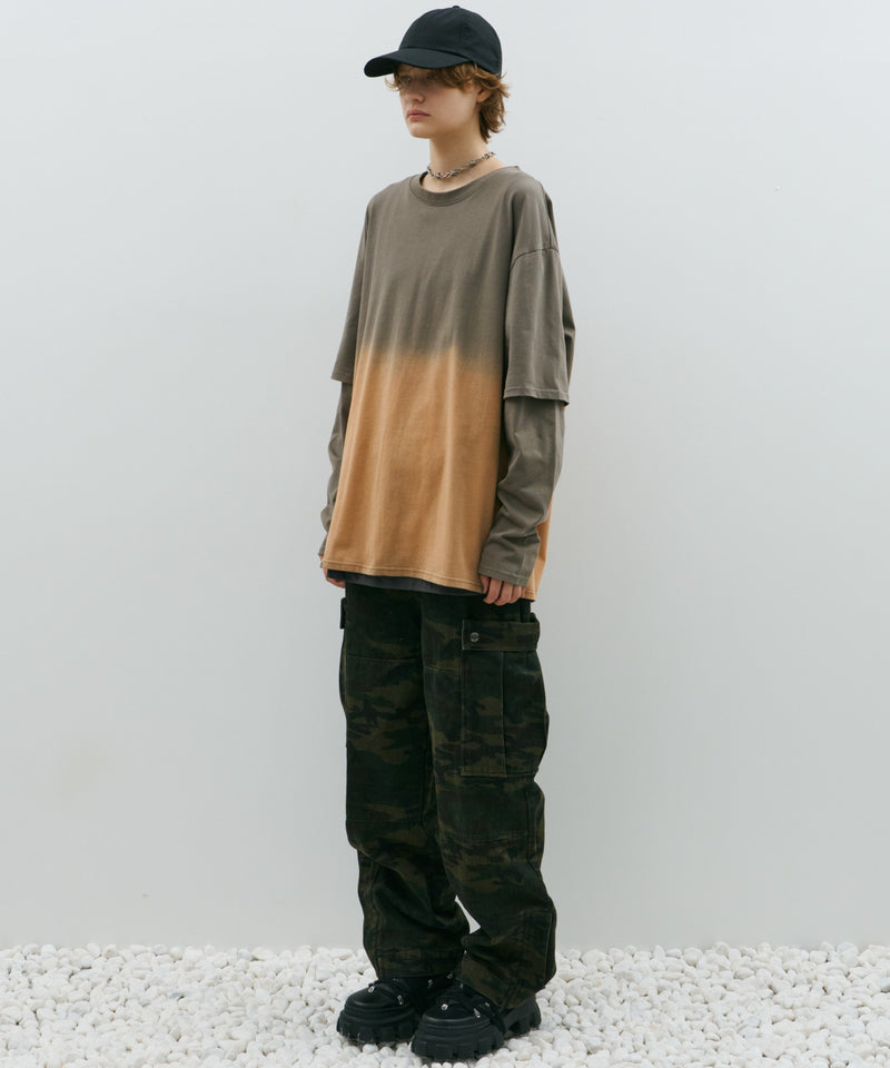 AFF AIVER　グラデーションブリーチレイヤードロンTEE