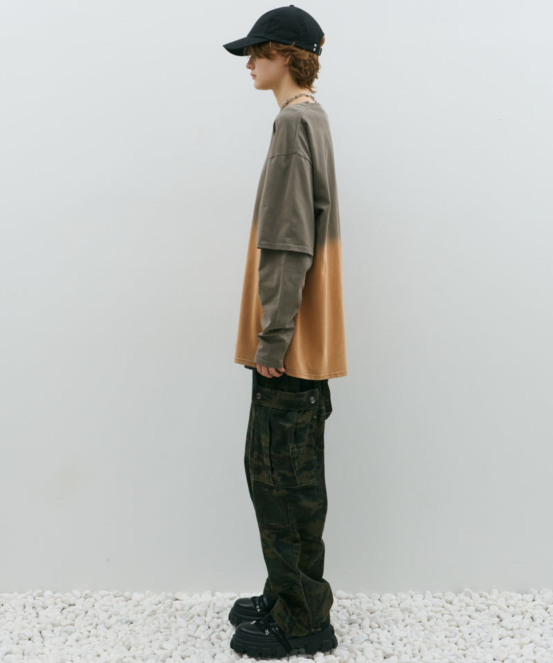 AFF AIVER　グラデーションブリーチレイヤードロンTEE