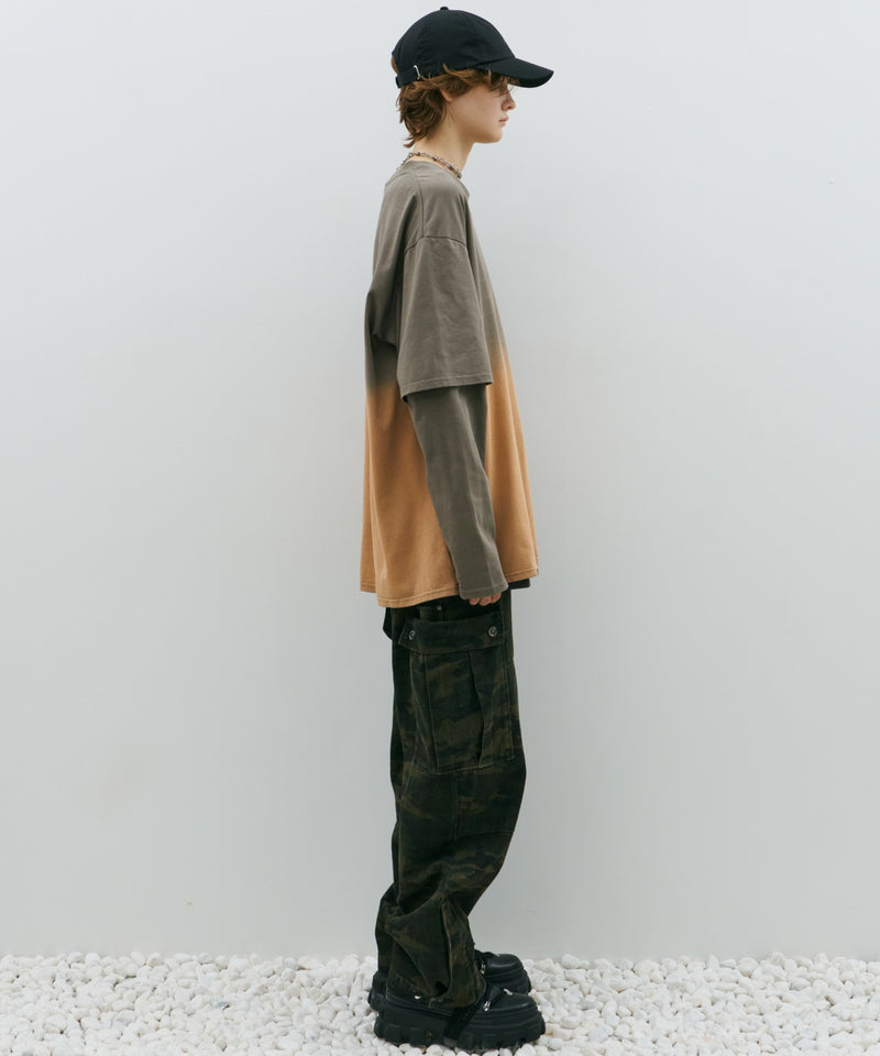 AFF AIVER　グラデーションブリーチレイヤードロンTEE