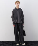 AFF AIVER　16/-ウォッシュ天竺レイヤードポロ