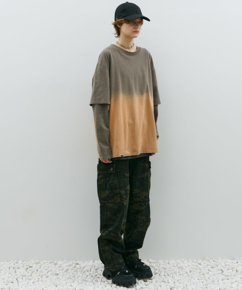 AFF AIVER　グラデーションブリーチレイヤードロンTEE
