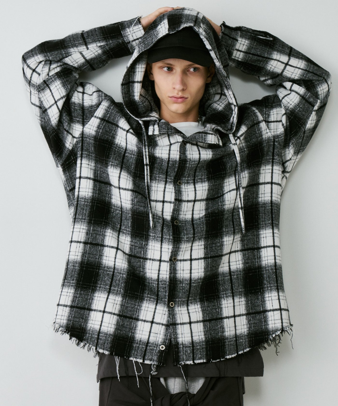 AIVER レイヤードオンブレチェックシャツ