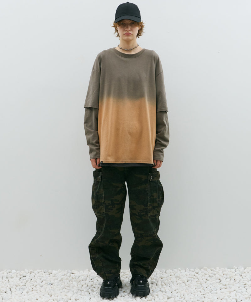 AFF AIVER　グラデーションブリーチレイヤードロンTEE