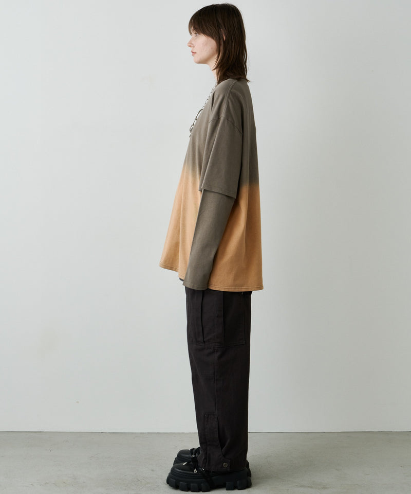 AFF AIVER　グラデーションブリーチレイヤードロンTEE