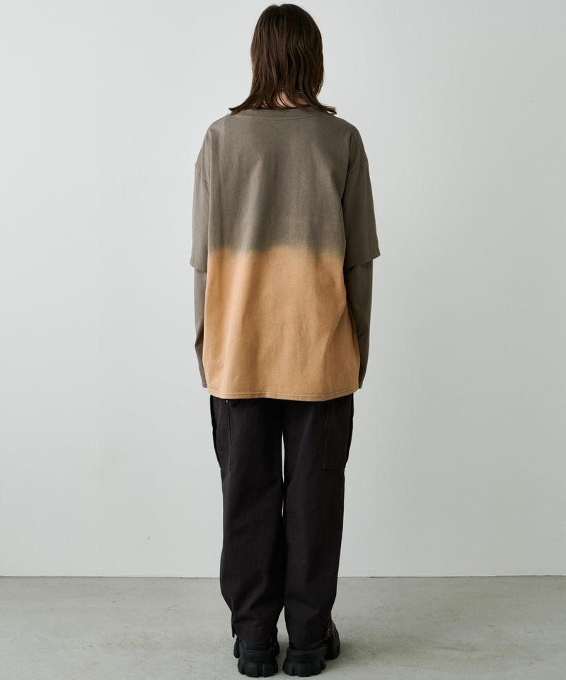 AFF AIVER　グラデーションブリーチレイヤードロンTEE